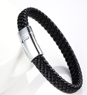 Bransoletka Skóra Splot punk skull moto rock