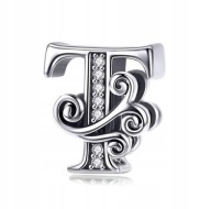 Charms do bransoletki srebro 925 literka T