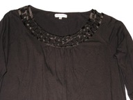 878_ CZARNA BLUZKA /ozdobny dekolt 46-48