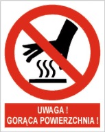 Naklejka PIKTOGRAM BHP, uwaga! gorąca powierzchnia