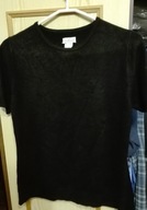 Miękki czarny sweterek z krótkim rękawkiem M L