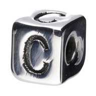 Literka C koralik charms srebro