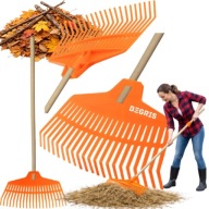 GRABIE OGRODOWE PLASTIKOWE DO LIŚCI TRAWY LEKKIE Z KIJEM GRABKI TRZON