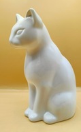 śliczny KOT biały kotek z porcelany VINTAGE - ładny pyszczek - DUŻY 20 cm
