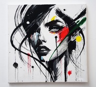 "Kolorowy Szept (334)" – ekspresyjny portret kobiety .dla 884 Skubalskich