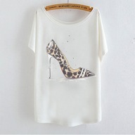 T-SHIRT BLUZKA Damska Szpilki Biała ONE SIZE