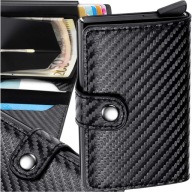 Etui portfel na karty skóra ekologiczna czarny blokada RFID dla mężczyzny