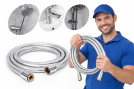 WĄŻ PRYSZNICOWY PCV 360° SREBRNY 150 CM GŁADKI ELASTYCZNY UNIWERSALNY