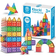 KLOCKI MAGNETYCZNE KONSTRUKCYJNE DLA DZIECI DUŻY ZESTAW XXL 100 el MAGNETIC