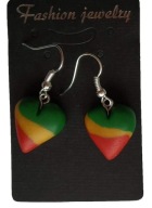 KOLCZYKI Z MODELINY RASTA SERCA RASTAFARI HEARTS