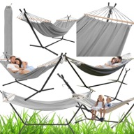 HAMAK OGRODOWY DWUOSOBOWY ZE STELAŻEM 200 × 150 CM DO 250 KG GARDLOV