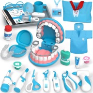 ZESTAW DENTYSTYCZNY DLA DZIECI WALIZKA DENTYSTY MODEL ZĘBÓW STRÓJ