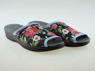 Kapcie bez palców ADEX POLSKIE skórzana wkładka kwiaty 41