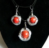 Korale w drucie, niespotykana biżuteria, zestaw unikatowej biżuterii