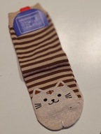 Skarpetki w kotki paski brązowe 35-39 23-25cm