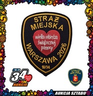 Naszywka Straży Miejskiej m.st. Warszawy i czerwone serce – symbol WOŚP