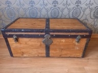 kufer skrzynia podróżna,drewno, okucia