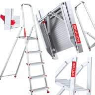 DRABINA ALUMINIOWA DOMOWA 5 STOPNI SKŁADANA 125KG 2,97M Z HAKIEM STOPKAMI
