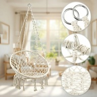 HUŚTAWKA BOCIANIE GNIAZDO 120 CM FOTEL WISZĄCY DO OGRODU DOMU TARASU BOHO