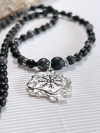 Naszyjnik męski Tarcza algizowa Aegishjalmur onyks