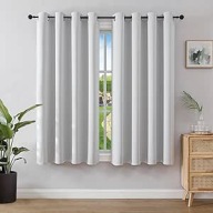 Zasłony Zaciemniające Szaro-Białe 2x137 x 132 cm Przelotki Zestaw 2 szt