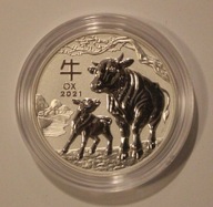 ROK BAWOŁA BYKA WOŁA LUNAR III 3 2 $ DOLARY 2021 AUSTRALIA 2 OZ 999 - UNCJE