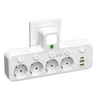 Listwa Zasilająca Rozgałęźnik 4 Gniazda + USB z Niezależnym Przełącznikiem