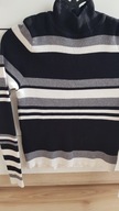 sweterek w paski czarno-biało-szare 42