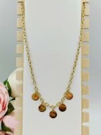 Złoty Naszyjnik damski 5 Monetek Blaszki Stal Szlachetna Klasa Design