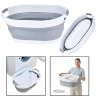 KOSZ MISKA NA PRANIE BIELIZNE BIAŁY SZARY SKŁADANY SILIKONOWY 25L