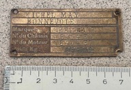ORYGINALNA WOJENNA MOSIEZNA TABLICZKA ZNAMIONOWA Z POJAZDU PEUGEOT WH/SS