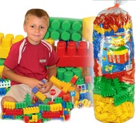 Klocki duże plastikowe ZESTAW 500 elementów, konstrukcyjne 28mm, ogromne