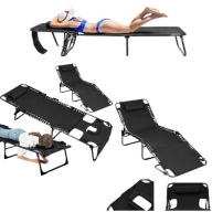 WYGODNY LEŻAK OGRODOWY PLAŻOWY ROZKŁADANY Z OTWOREM PODUSZKĄ METALOWY MOCNY
