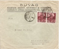 RUMUNIA ROMANIA -koperta firmowa BUVAG -obieg 1939 rok