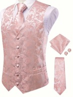 M L Kamizelka ślubna Krawat poszetka zestaw pudrowy róż