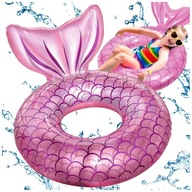 KOŁO DMUCHANE SYRENKA RÓŻOWE DO PŁYWANIA DLA DZIECI MATERAC 60 CM