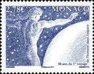 Monako 2011 Znaczek 3057 ** kosmos Gagarin