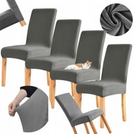 4x POKROWIEC POKROWCE OCHRONNY NA KRZESŁO SZARY DO SALONU SYPIALNI POKOJU