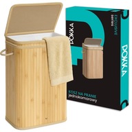 DUŻY KOSZ NA PRANIE 72L NA BIELIZNĘ UBRANIA CIUCHY BAMBUSOWY SKŁADANY EKO