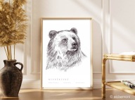 Plakat do salonu A3 Niedźwiedź – minimalistyczna dekoracja ścienna