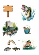 WYDRUK CUKROWY DLA RYBAKA RYBAK WĘDKARZ RYBY + TEKST DEKORACJA na tort