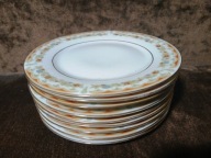 KAROLINA TALERZYKI DESEROWE PORCELANA VINTAGE PRL lata 70 komplet 9 sztuk