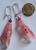 Kolczyki hand made :kalia z kwarcu różowego , srebro925