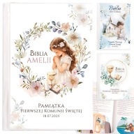 BIBLIA KOMUNIJNA PERSONALIZOWANA OKŁADKA A5 IMIĘ DEDYKACJA PAMIĄTKA PREZENT