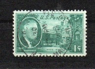 Znaczek USA 1 cent 1945r. Roosevelt and Hyde Park
