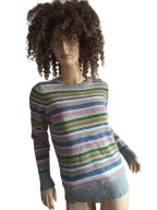 WOOLOVERS sweter wełniany w paseczki kolorowy 36