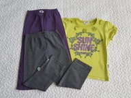 Wójcik bluzka zielona i napis i 2x legginsy fiolet i szare roz 122