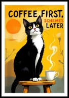 A2 PLAKAT DO KUCHNI KAWIARNI KAWA Z KOTEM KOT, COFFEE FIRST SCHEMES LATER