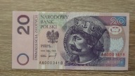20 zł 1994 seria AA stan 1 (UNC) niski nr