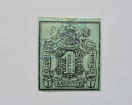 1850 Hannover Mi.1 kasowany znaczek, stan dobry. Wartość 70,- Euro.